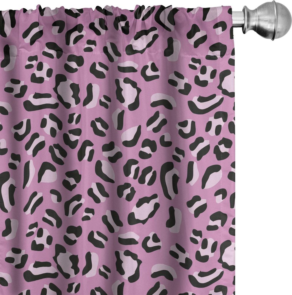 ABAKUHAUS Leopard Vorhänge, Gardinen, Gruppe von Haut-Druck-Hintergrund Niedlich Weibliche Grafik, 2 Stück 75 x 175 cm, Grau Rosa