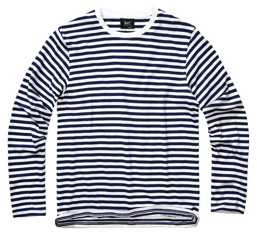 Brandit Jersey Streep Langarm T-shirt, Blauw, Maat M, voor Productafbeelding 