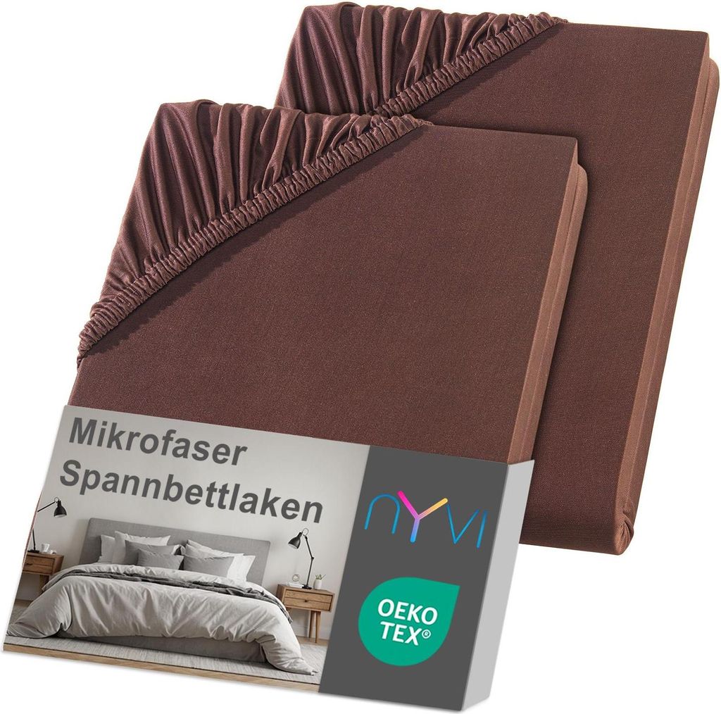 NYVI Spannbettlaken DreamScience Mikrofaser 140x200 - 160x200 cm braun 2er Set für Matratzen bis 22 cm Höhe - Weich & Anschmiegsam, Rundumgummizu...