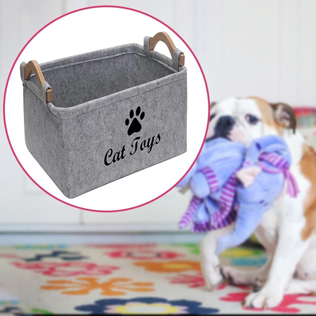 Haustier Spielzeug Organizer Box, Welpen Sachen Korb, Rechteckig, Vielseitig Einsetzbar, Zusammenklappbar, Katzenspielzeug Boxen, Hundebedarf, Lage...