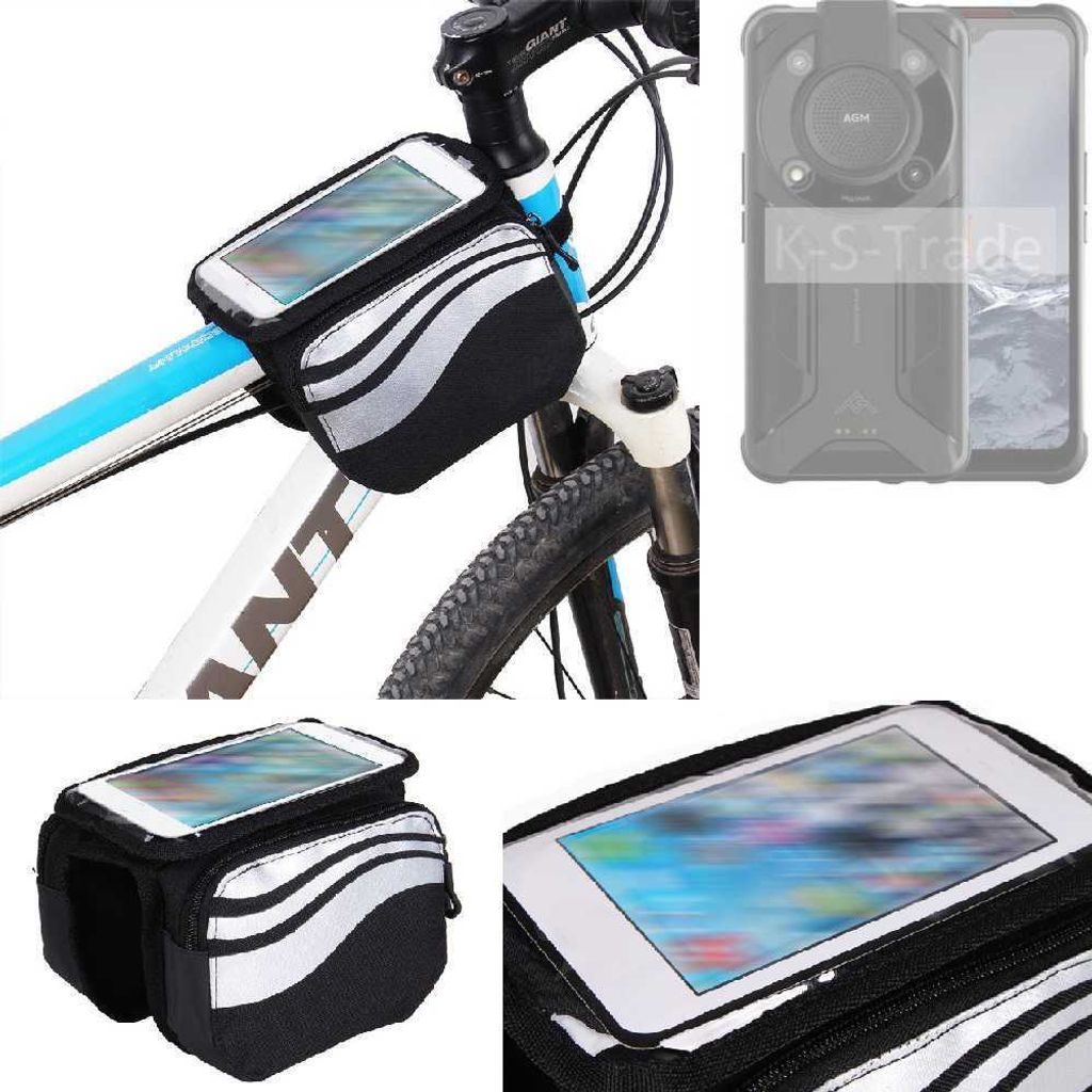K-S-Trade Rahmentasche Fahrrad-Halterung kompatibel mit AGM Glory Rahmenhalterung Fahrrad Handyhalterung Fahrradtasche Handy Smartphone Halterung Bike