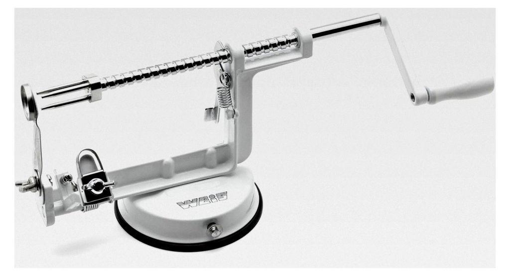 Apfelschäler und -schneider, Aluminium, Silber/Weiß, 30 x 10 x 12,5 cm