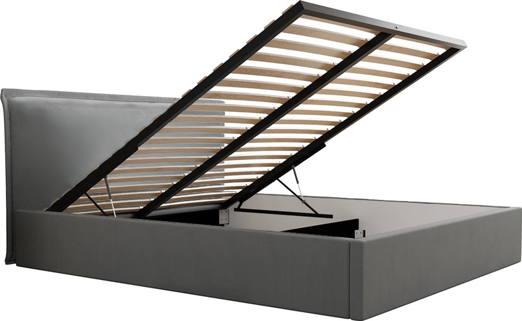 Bett mit Bettkasten 160x200cm Grau
