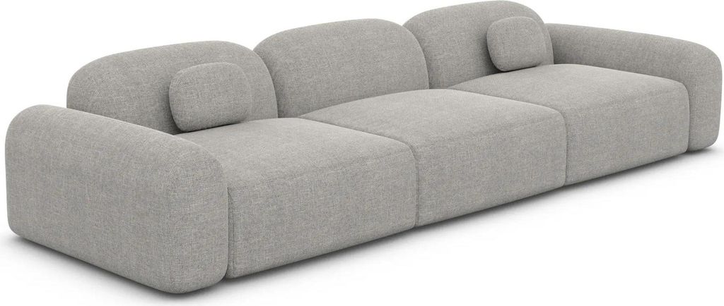 Strukturstoff 3-Sitzer Couch Nuvia Hellgrau