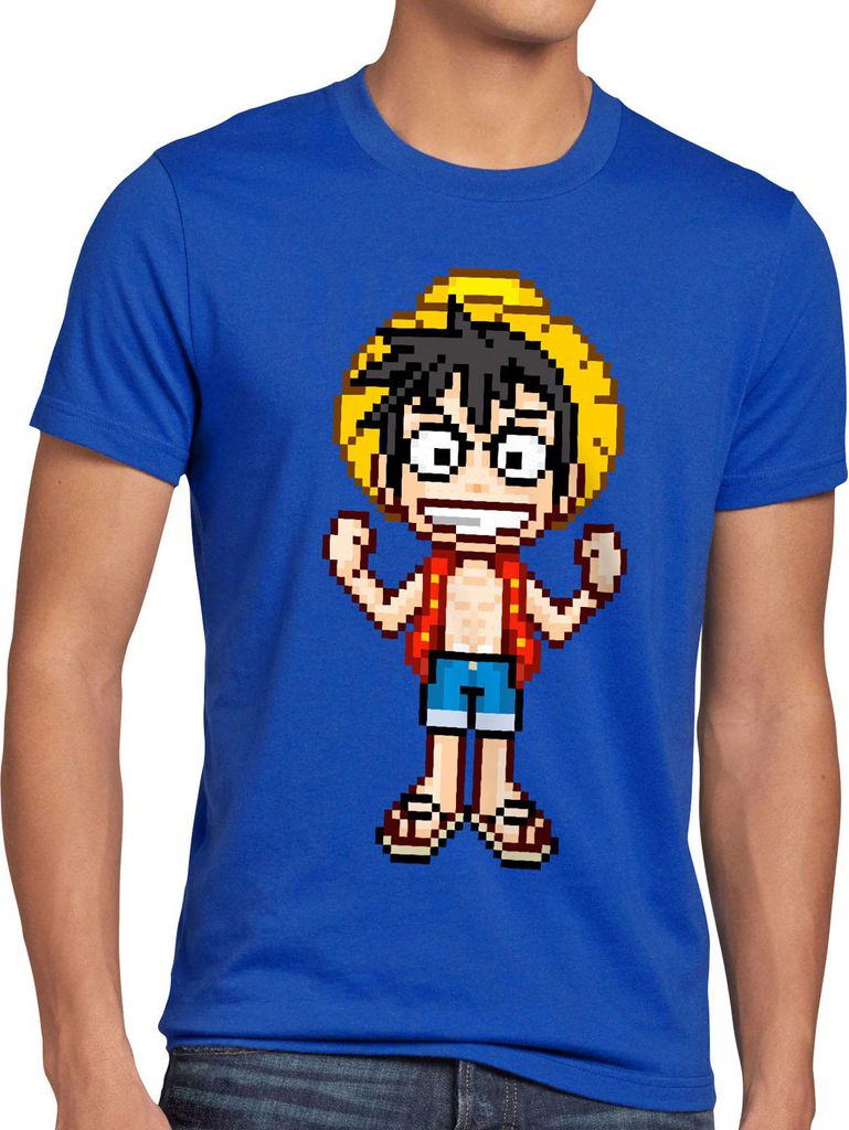 style3 Pixel Luffy Herren T-Shirt strohhut pirat one