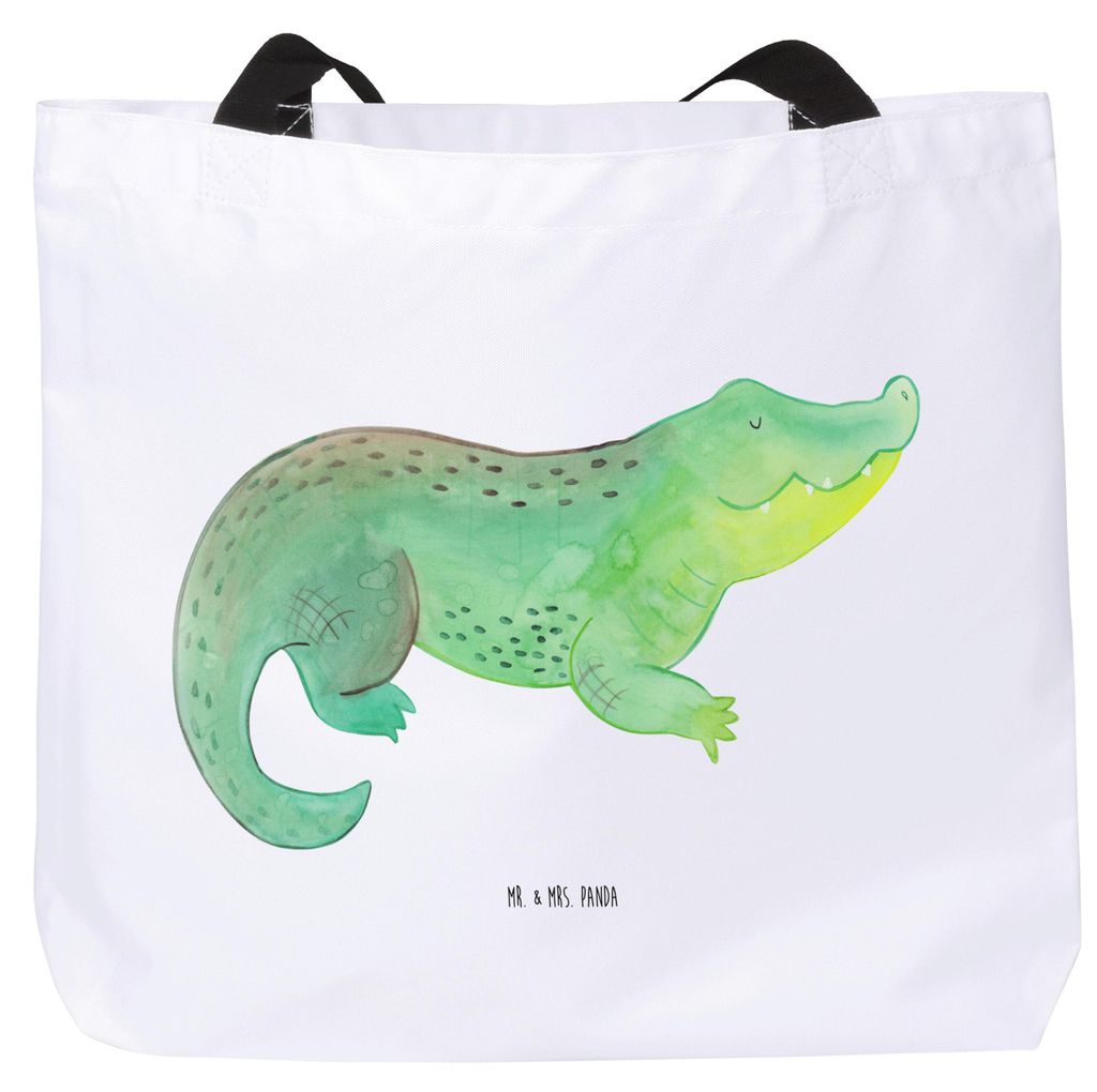 Mr. & Mrs. Panda Stoffbeutel Krokodil - Weiß - Geschenk, Tasche, Reiselust, Lieblingsmensch, Beste Freundin, Krokodile, Tragetasche, Schultasche, ...