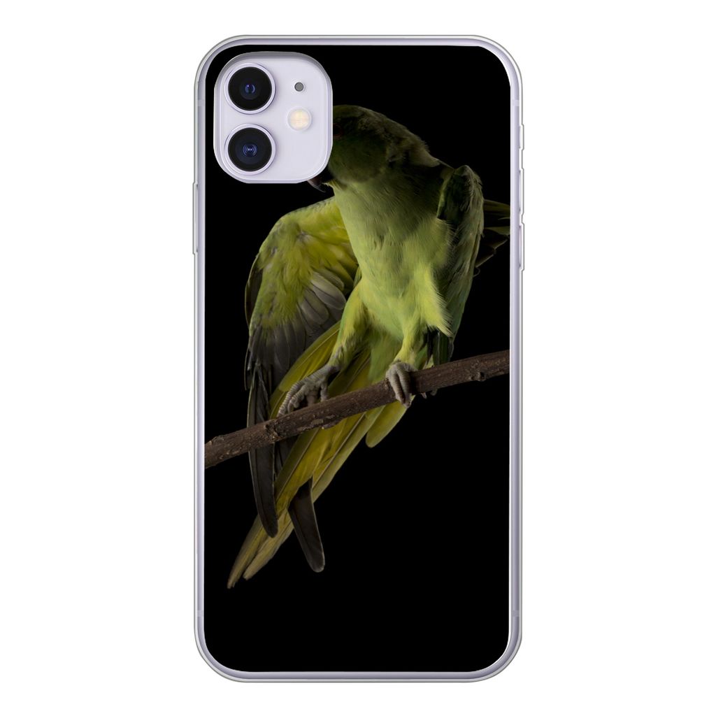 MuchoWow Handyhülle Schutzhülle Hülle für iPhone 11 Papagei - Vogel - Zweig Silikon Softcase Handy Hülle