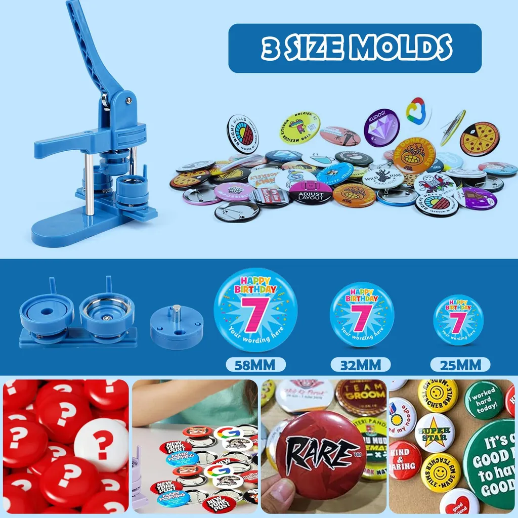 Machine à badges avec 3 moules interchangeables et kit de 300 composants - 11