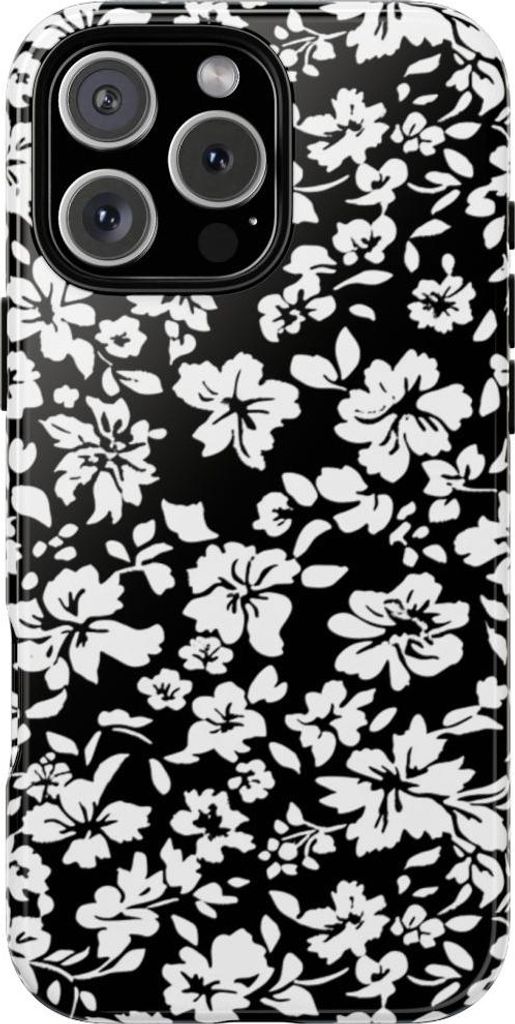 Schwarz-weißes Blumenmuster – Hülle Kompatibel mit iPhone 16 Pro Max