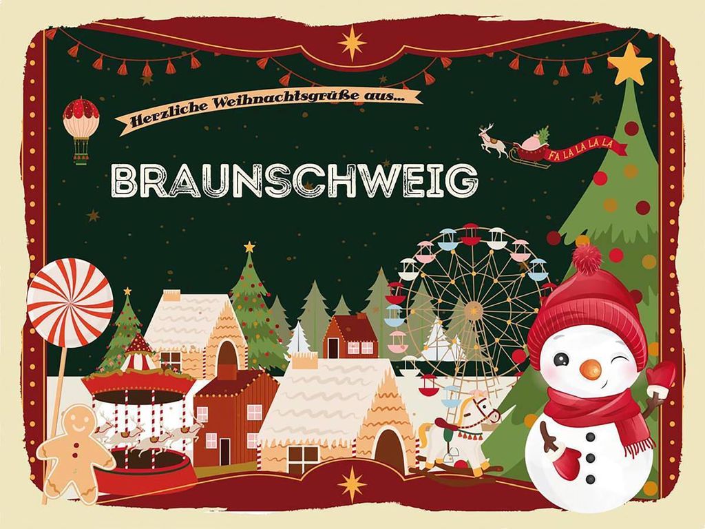 vianmo Holzschild 30x40 cm Weihnachtsgrüße aus BRAUNSCHWEIG Weihnachten