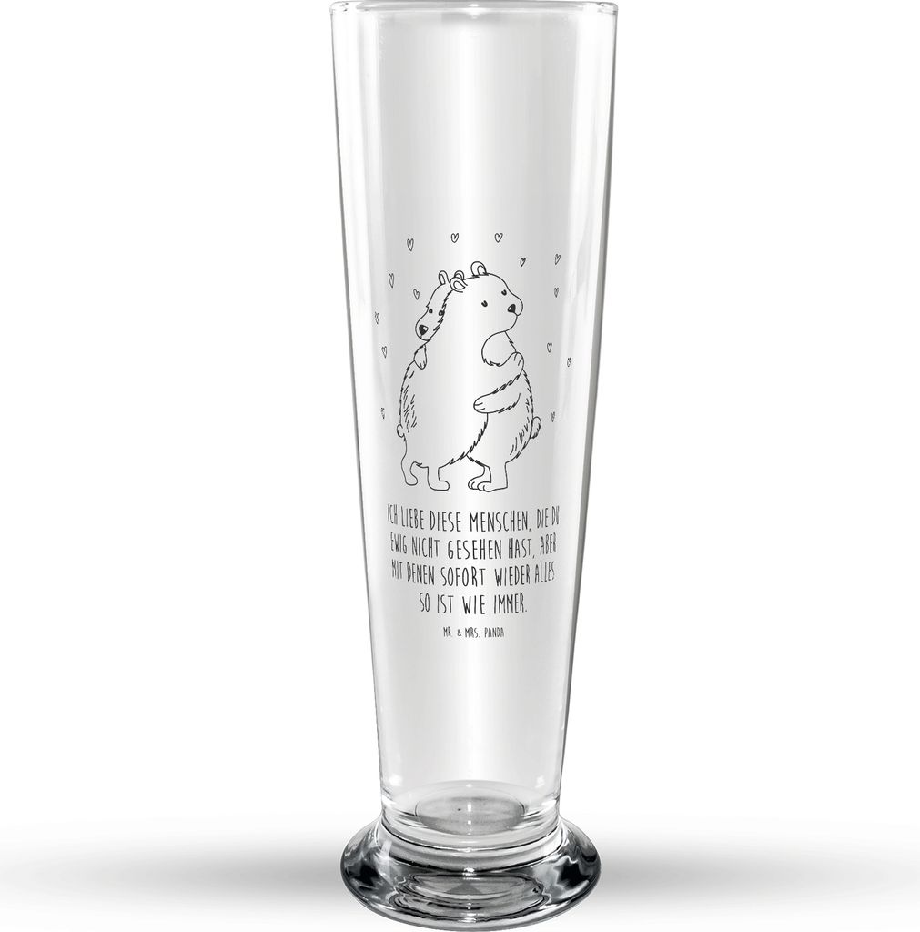 Mr. & Mrs. Panda Bierglas Eisbär Umarmen - Transparent - Geschenk, Bierbecher, Lustige Sprüche, Trinkglas, Glasbierglas, Glasbecher, Bier Glas