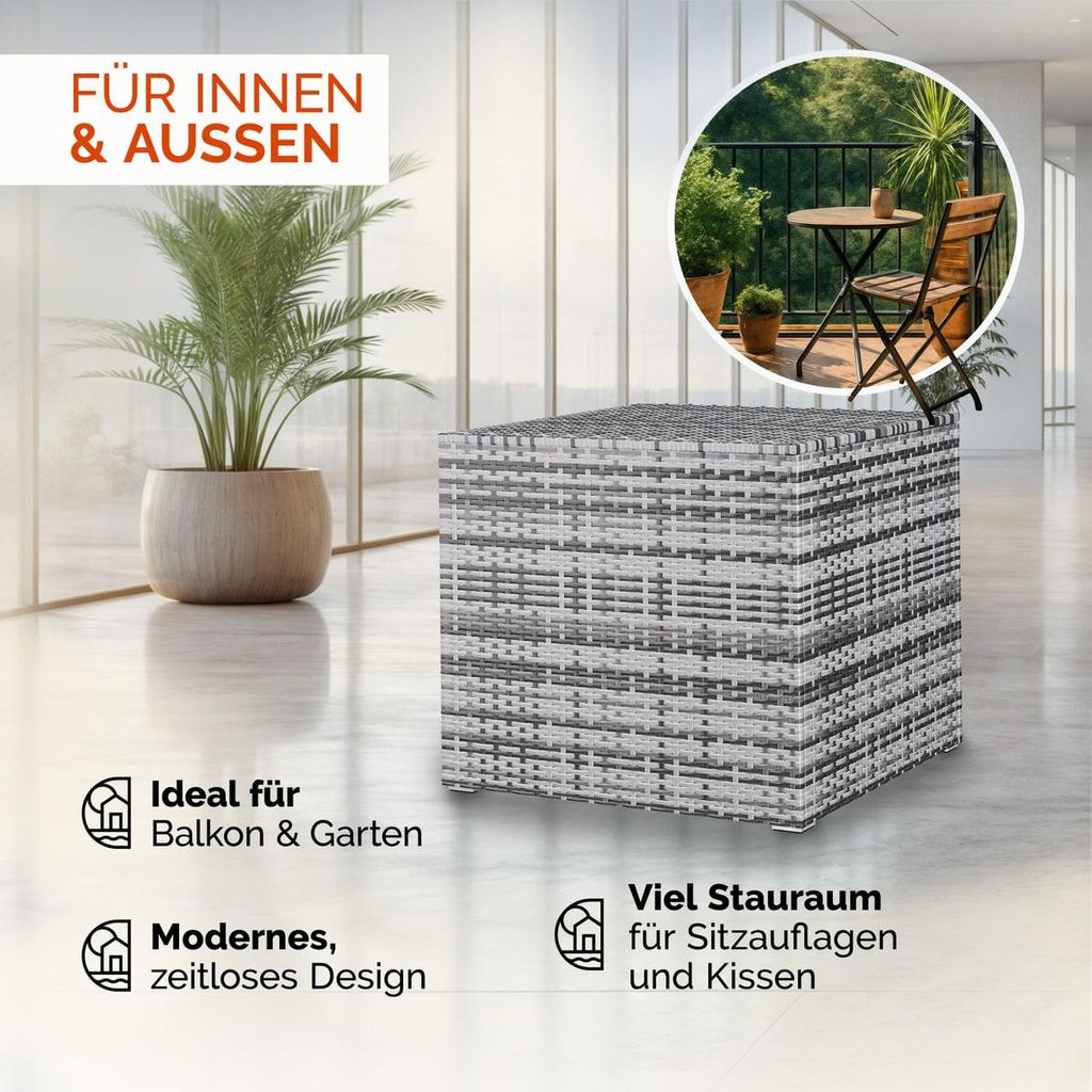 CASARIA® Auflagenbox 318 L Garten Polyrattan Grau