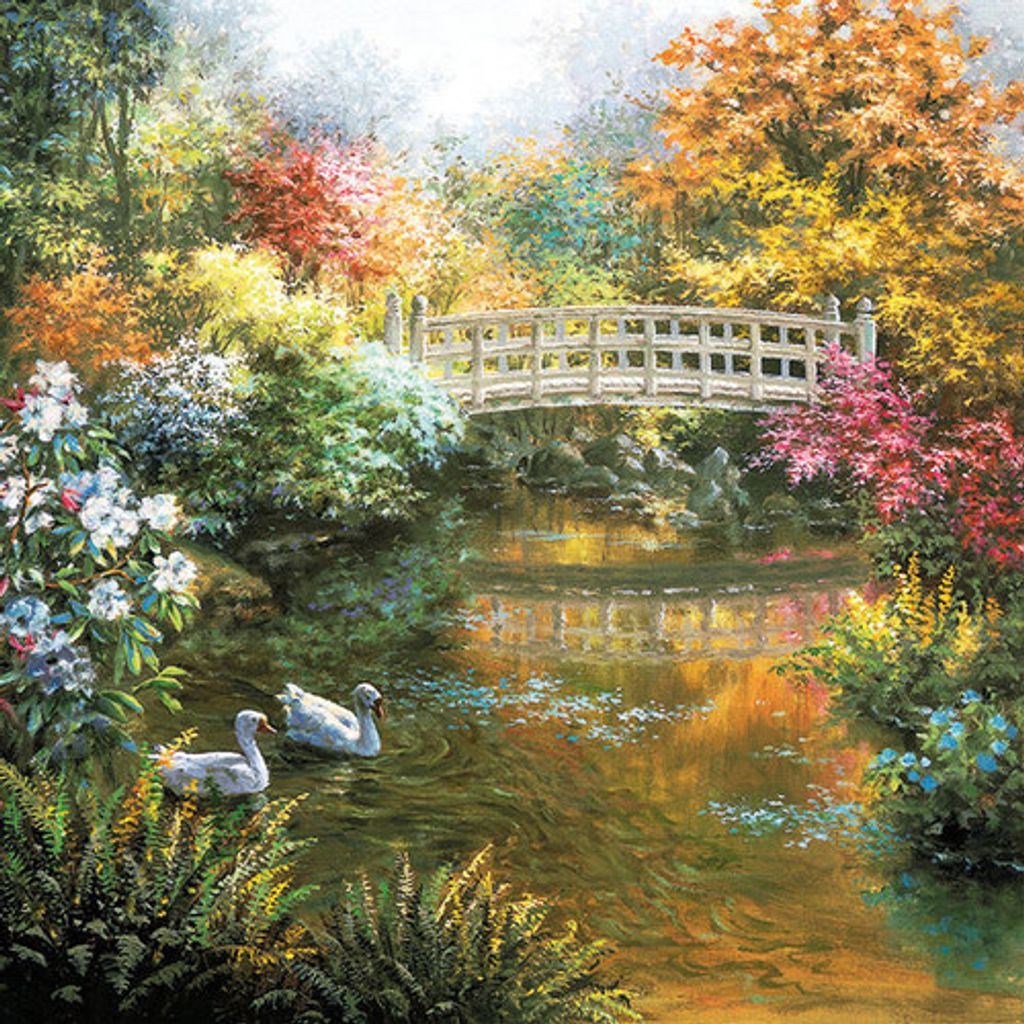 RP 20 Servietten White Swans - Schwäne im wunderschönen Park 33x33cm