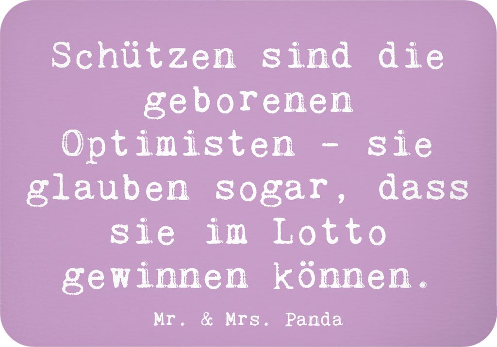 Mr. & Mrs. Panda magnet Spruch Schütze Optimist - Lavendeltraum - Geschenk, Geschenke Sternzeichen, Abenteuergeist, Astrologie, Feuerzeichen, Küh...