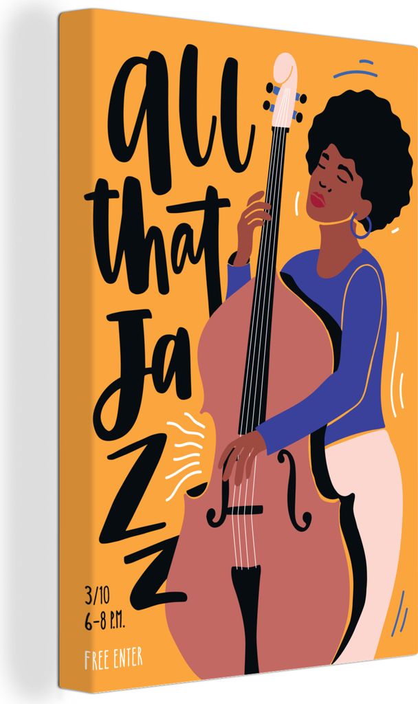OneMillionCanvasses - Leinwandbilder - 90x140 cm, All that jazz - Zitate - Musik - Jazz - Kontrabass, Wandbilder Kunstdruck Wanddekoration - Wand...
