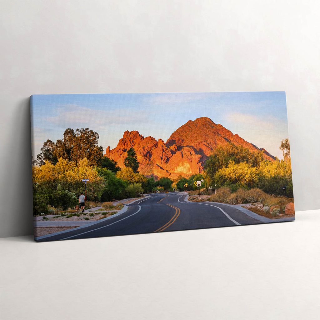 Blick auf den Camelback Mountain – Leinwandbild Wandbild – 140x70 cm – Leinwandbilder – Wandbilder – Schlafzimmer – Flur