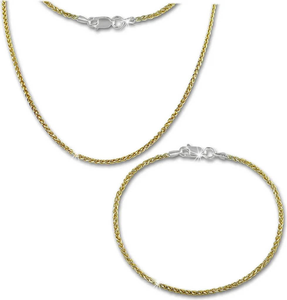 Set Collier et Bracelet Argent Doré pour Mariage et Soirée Chic 925