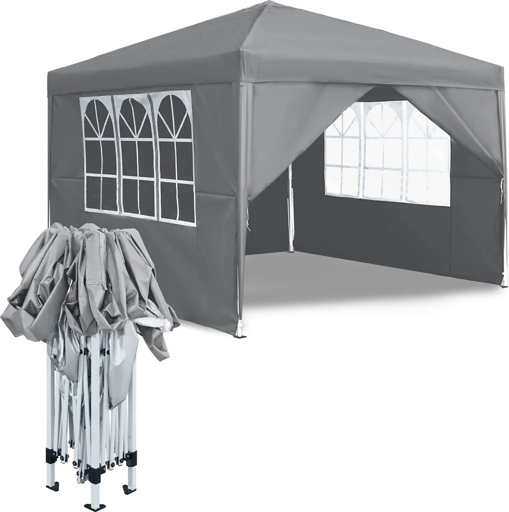 Tente de Jardin 3x3m Pliable et Résistante à l'Hiver avec Sac de Transport
