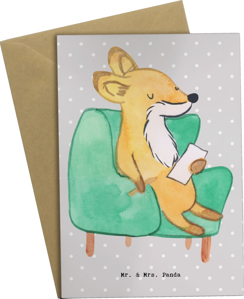 Mr. & Mrs. Panda Grußkarte Therapeut Herz - Grau Pastell - Geschenk, valentinstagskarte, osterkarte, einladungskarten, hochzeitskarten, weihnachts...