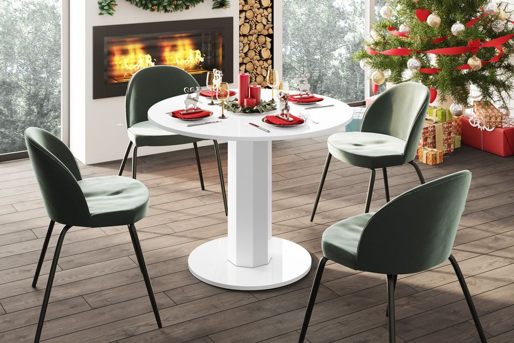 Design Esstisch Tisch HES-111 rund oval Hochglanz ausziehbar 100-148cm