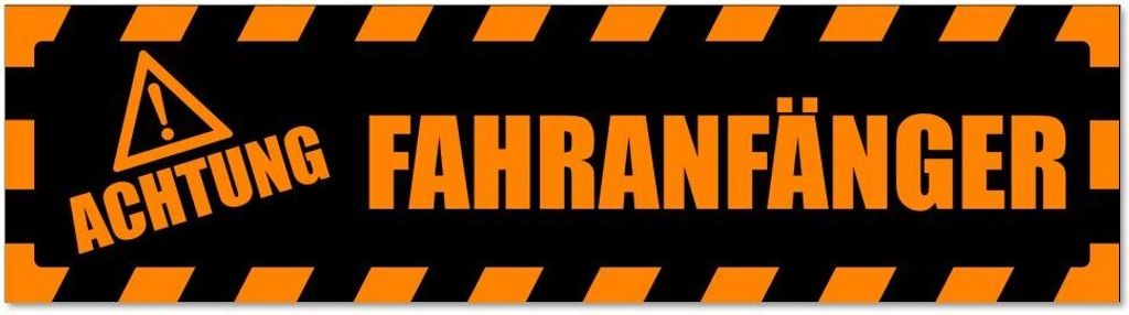 Kiwistar - Autoaufkleber - Orange - Schwarz - 30 x 8 cm - Achtung Fahranfänger gestreift - Hinweis Aufkleber Sticker für Auto, Kfz, Fahrrad, PKW,...