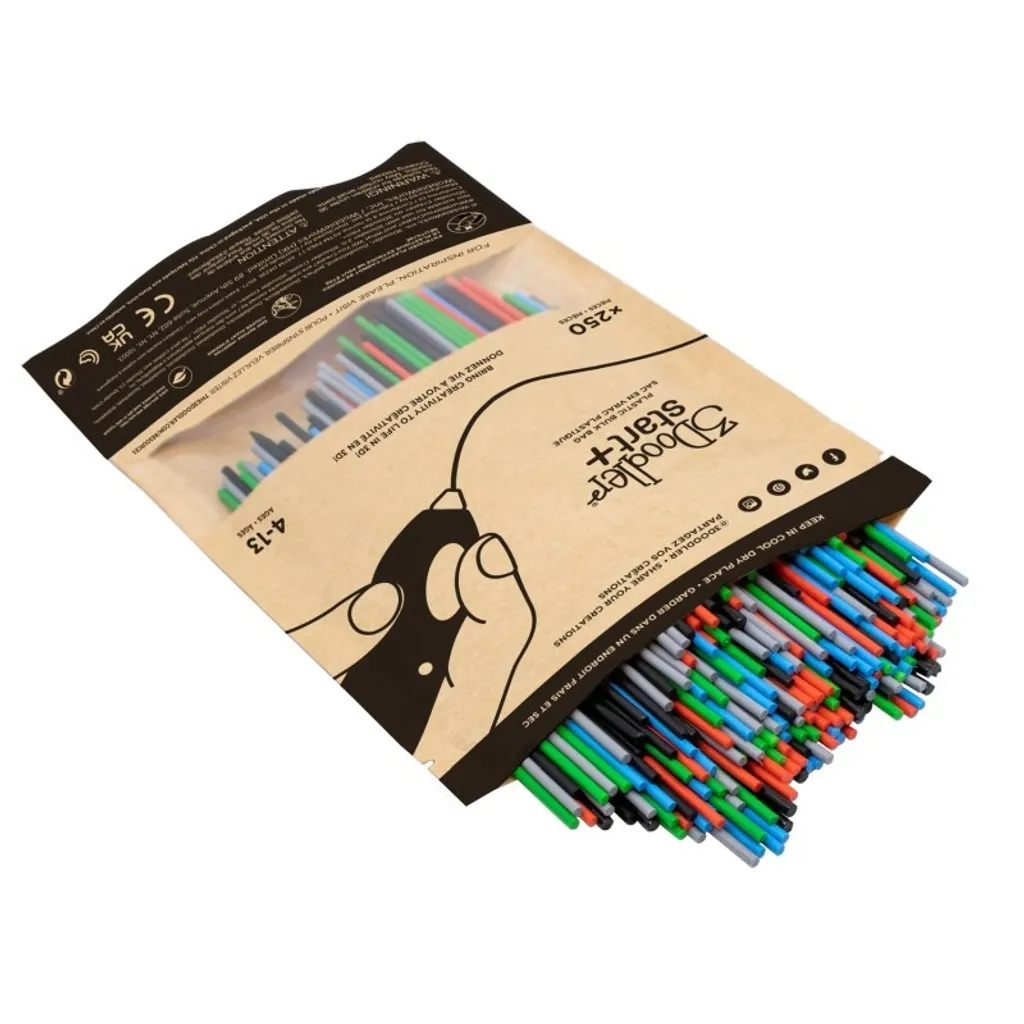 3Doodler Primary Pow Mixed Bag 250 Compostable plastic Blue. Green. Grey. Red 1 g