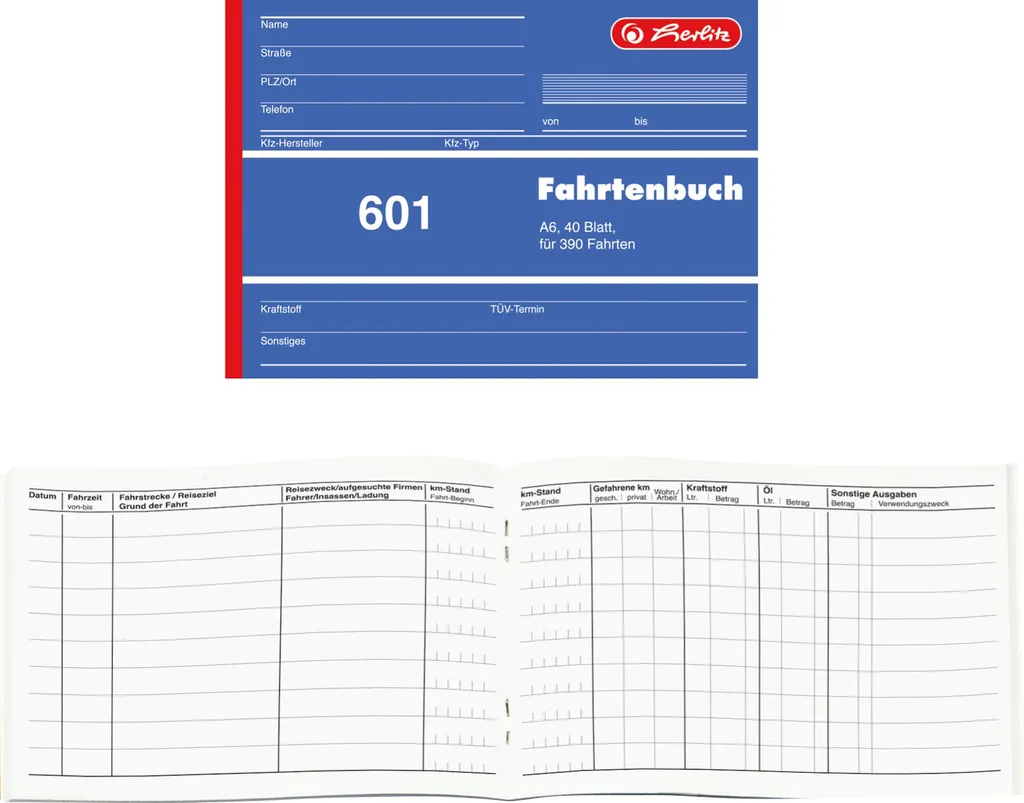 herlitz 840645 Formularbuch 601 Fahrtenbuch Pkw mit Kraftstoffverbrauch