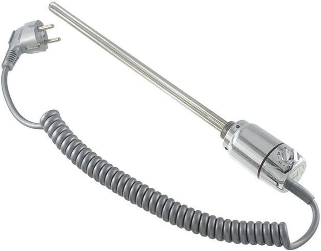 CINI Heizstab 900W Heizpatrone Heizelemente mit Thermostat elektronischer Temperaturregler für Badheizkörper, Chrom