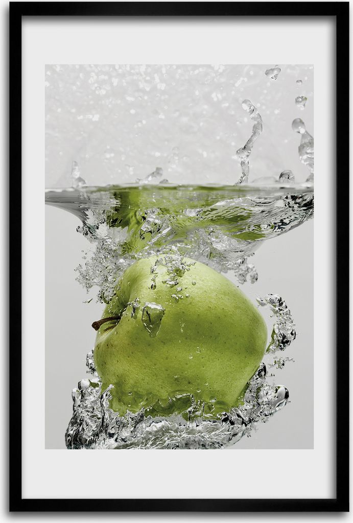 Bild - Bilderrahmen - 40 cm x 60 cm - MDF - Rahmen - Wandkunst - Apfel unter Wasser