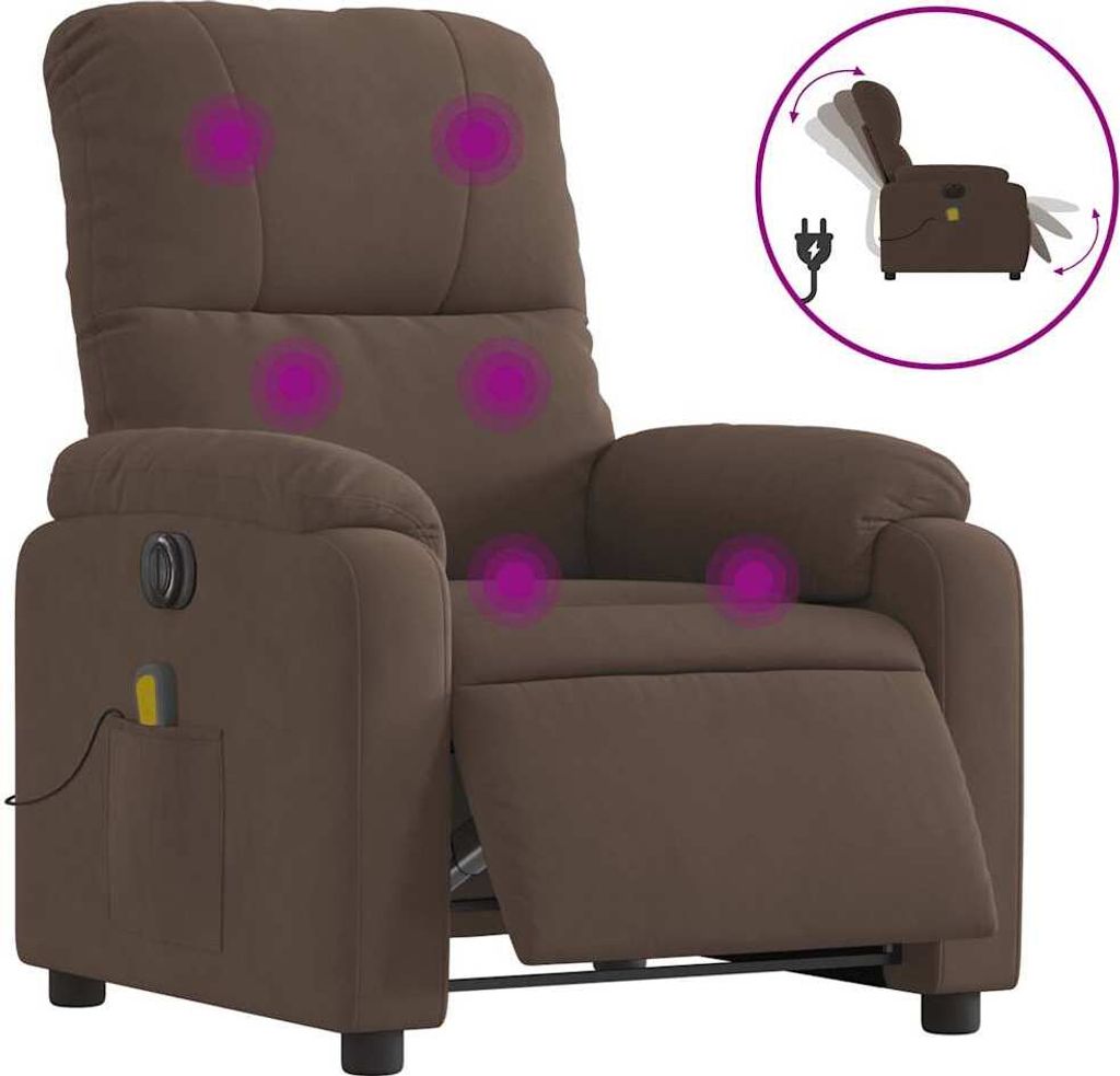 vidaXL Massagesessel Elektrisch Braun Mikrofasergewebe