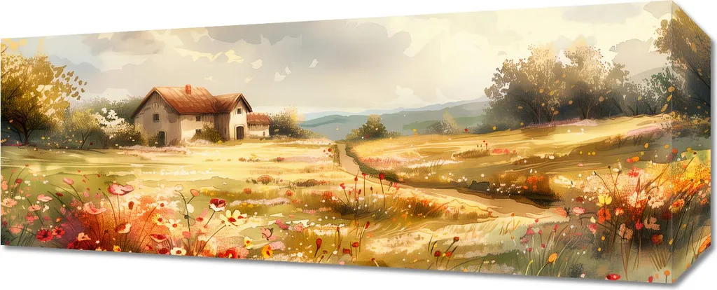 Tableau de Salon Maison Idyllique 50x20 cm - Déco Zen pour Entrée et Bureau