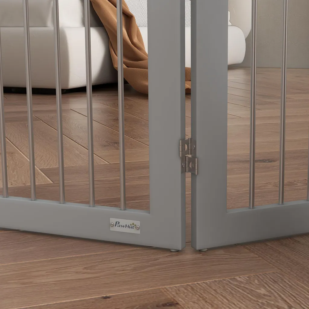 Barrière de sécurité pliable PawHut 3 panneaux grise pour chiens 80cm - 8