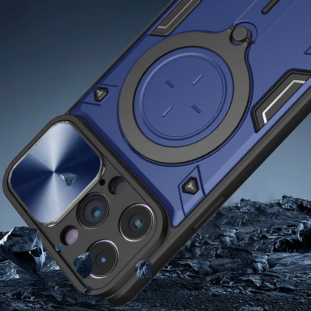 Offerta Custodia iPhone 13 Pro: Protezione Totale Blu con Anello - 7