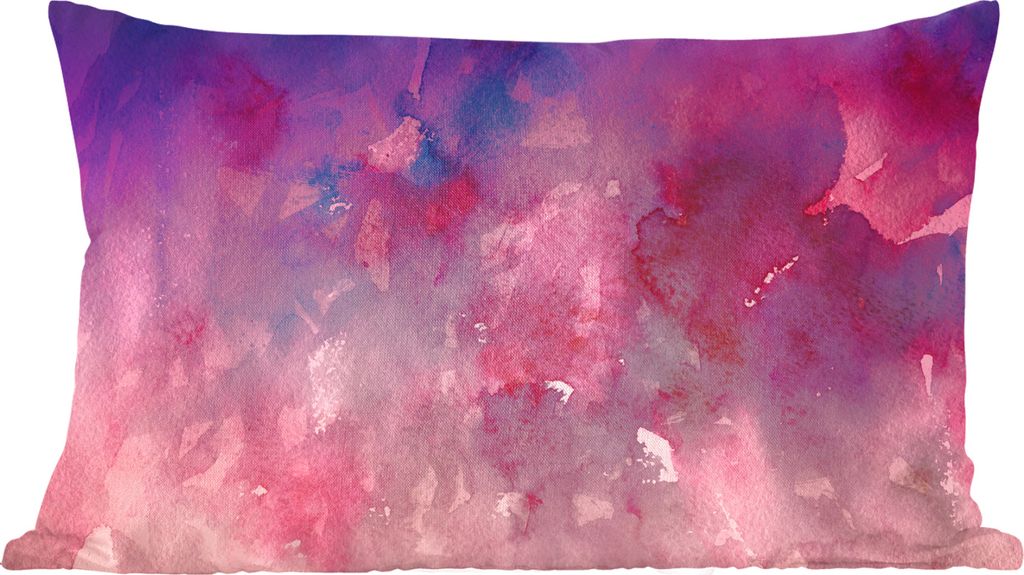 MuchoWow Zierkissen Sofakissen Wohnzimmer Dekokissen 50x30 cm Aquarell - Rosa - Rot - Wohnzimmerdekoration - Polster mit Photo