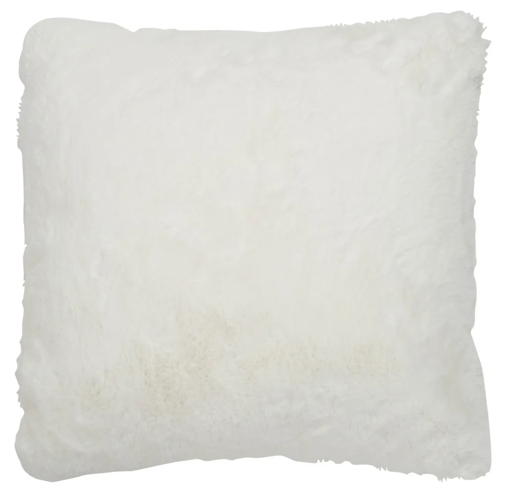 Coussin Blanc Doux 45x45 cm Polyester J-Line Cutie Effet Cocooning Chic