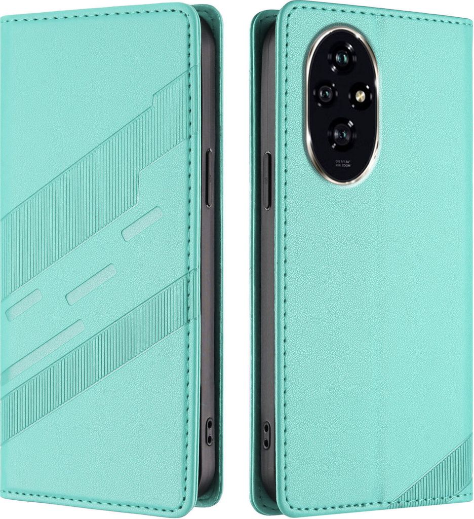 Hülle für Honor 200 Pro, Kunstleder Brieftaschen Handyhülle mit Kartenfach und Standfunktion Türkis