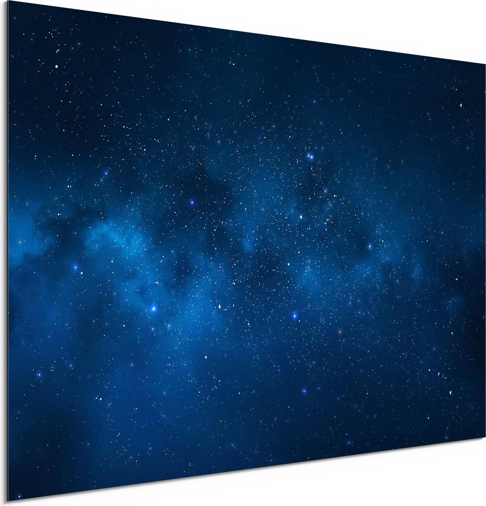 DEQORI Alu-Dibond Bild Weiß 60x40 cm 'Nächtlicher Sternenhimmel' Wandbild Metall dünn