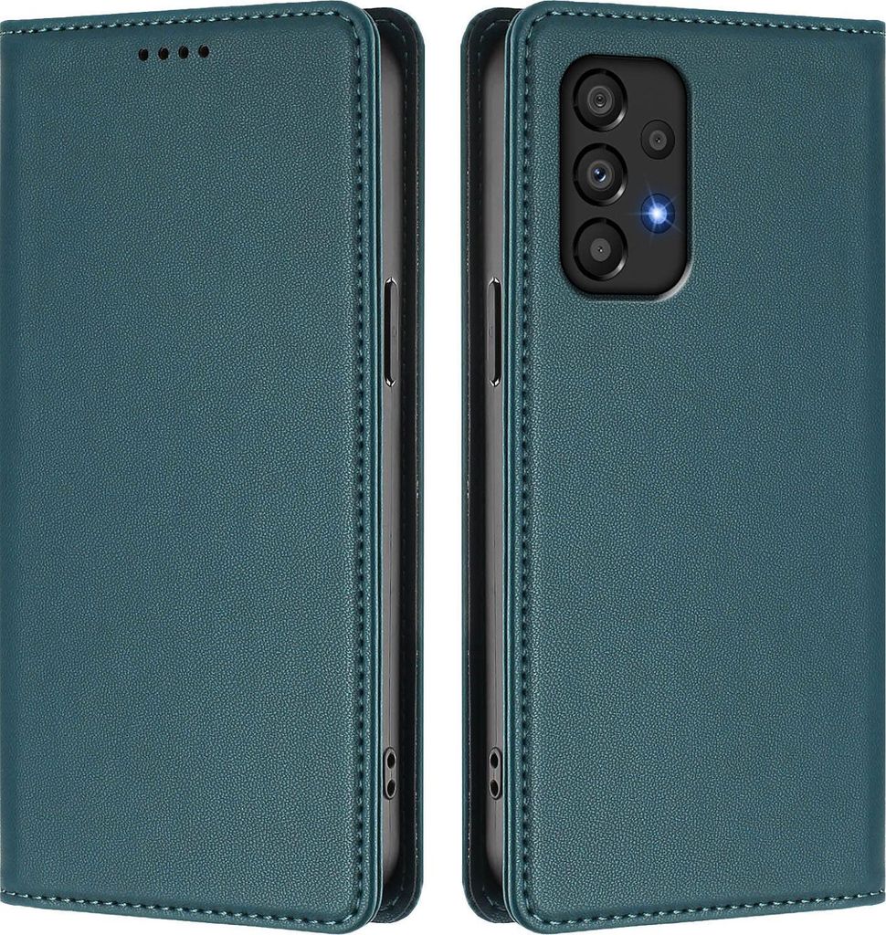 Handyhülle für Samsung Galaxy A33 5G, Kunstleder Klapphülle Stoßfeste Magnetische Hülle mit Ständer Grün