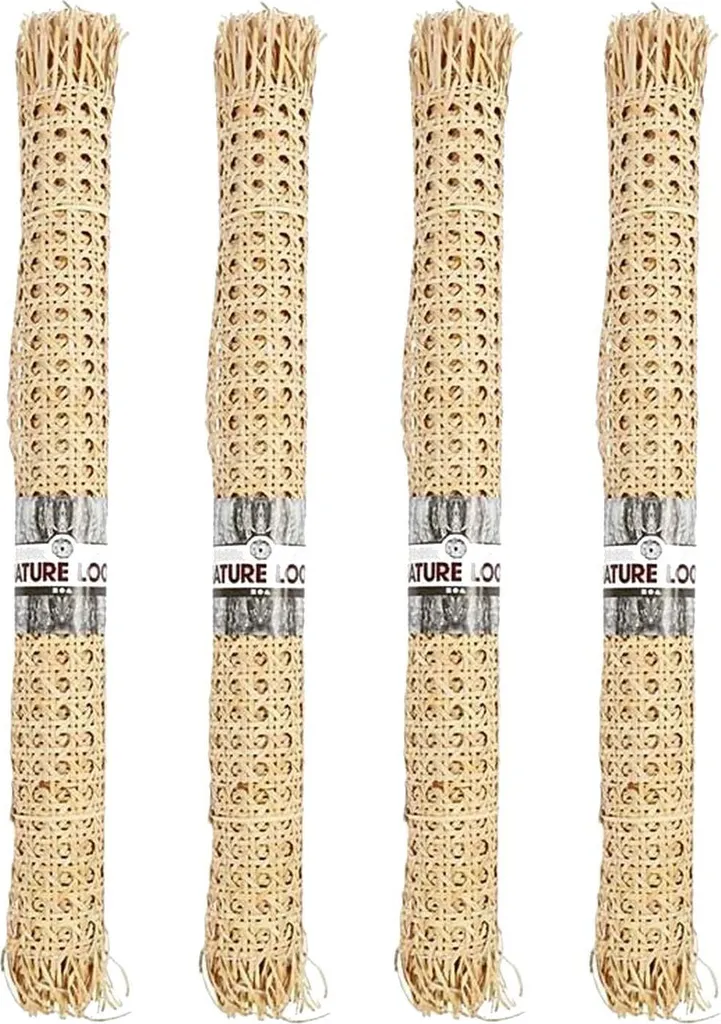 4 Rouleaux de Rotin Tressé 40x50 cm - Canne Naturelle de Qualité Supérieure
