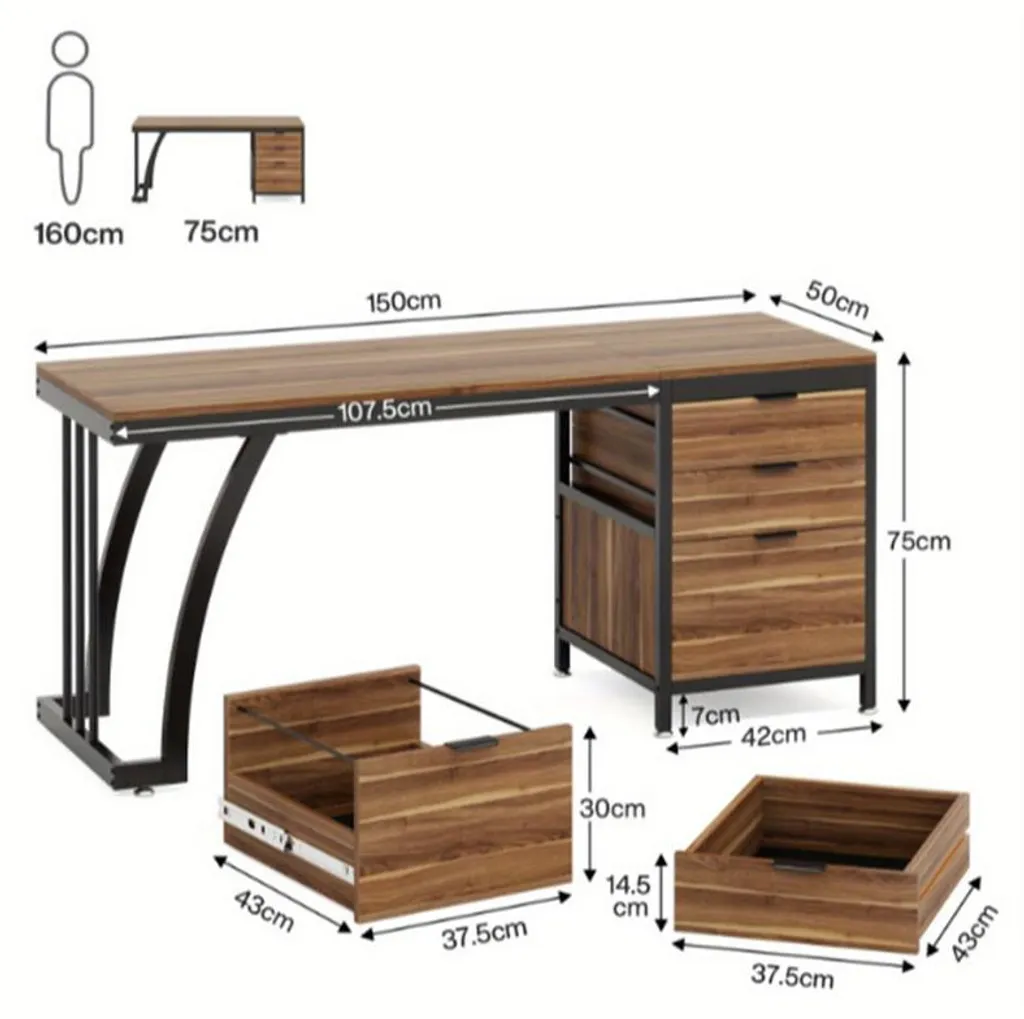 Table informatique avec rangements pour un aménagement de bureau moderne