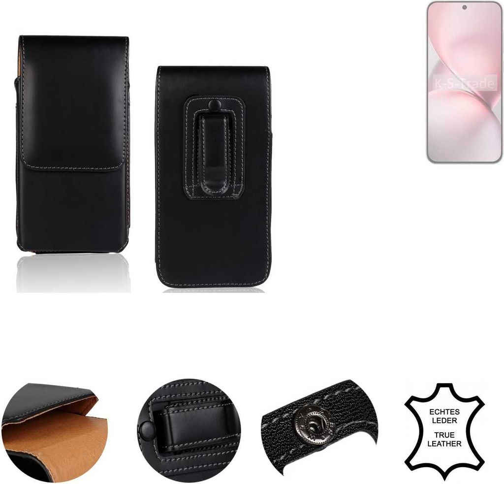 K-S-Trade Holster Gürteltasche Handy Hülle Schutzhülle kompatibel mit Vivo X200 mini Handyhülle Leder schwarz, 1x