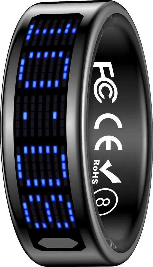 Smart Ring INF con Display Touch: Tracker Fitness e Remote Control Nero