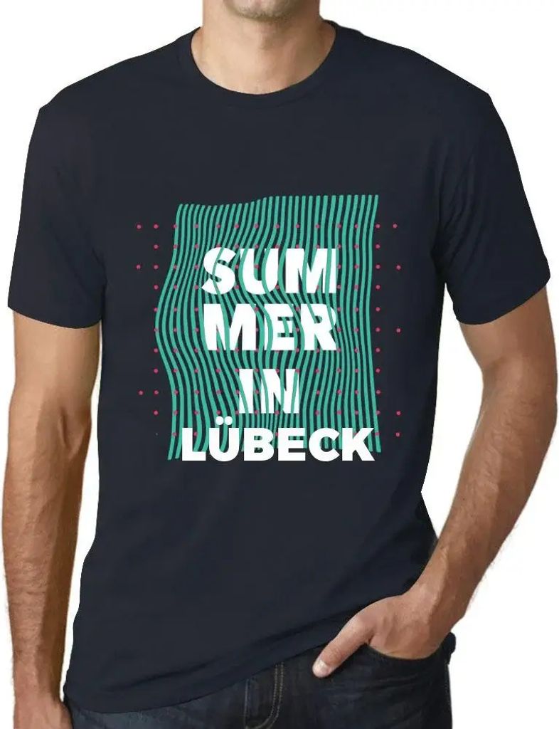 Herren Grafik T-Shirt Sommer in Lübeck – Summer In Lübeck – Öko-Verantwortlich Vintage Jahrgang Kurzarm Lustige Druck Geburtstag Geschenk Mann