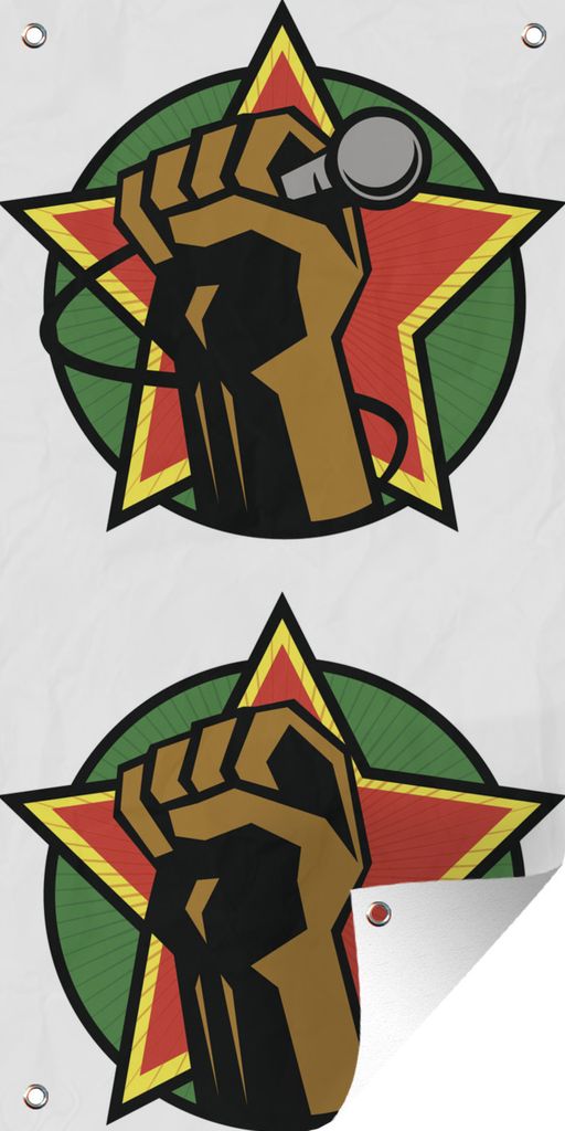 MuchoWow 40x80 cm Outdoor-Poster Gartendeko Sichtschutz Garten Poster für den Garten Eine Illustration von Fäusten mit Reggae-Farben