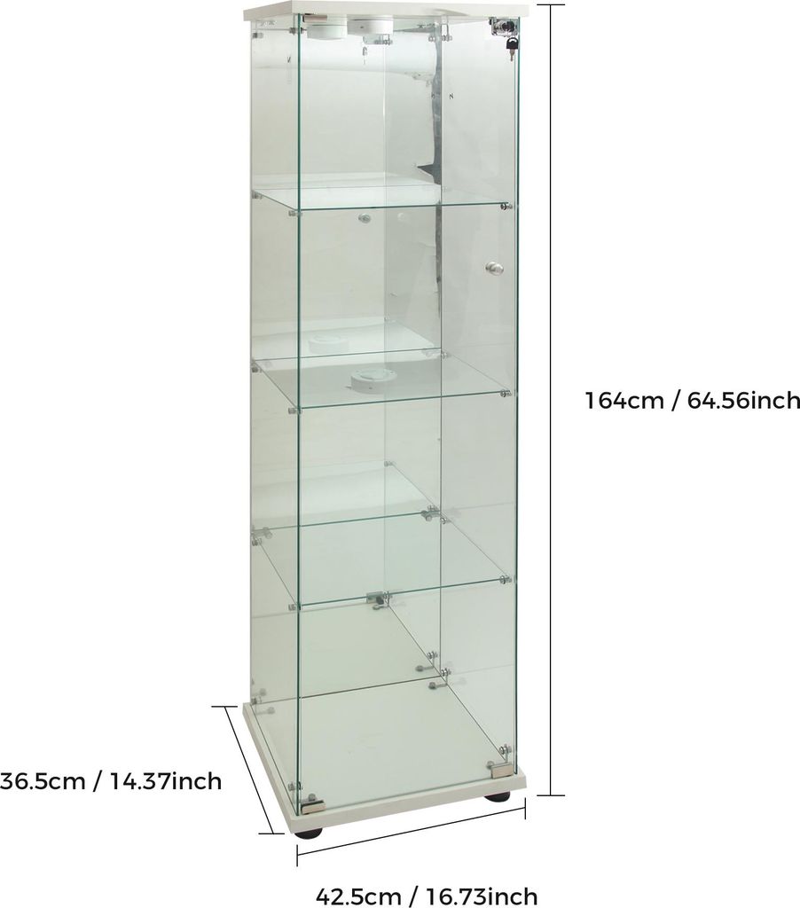 Vitrine En Verre Avec LED Et Miroir, Avec 1 Porte Et 4 Image du produit 