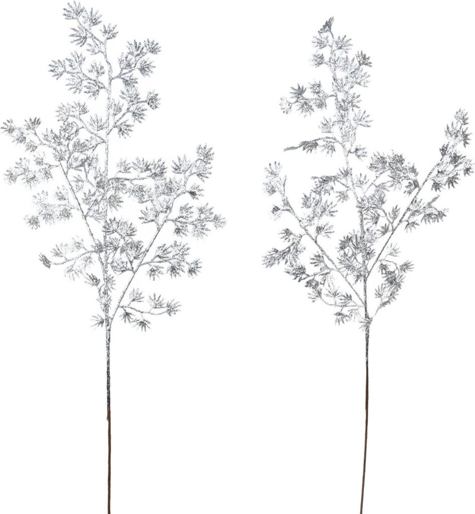Glitzernder Silberzweig 75 cm, 2er-Set