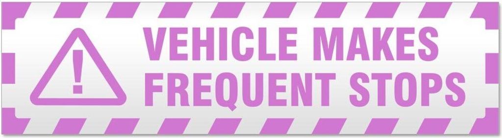 Kiwistar - Autoaufkleber - Flieder - 60 x 16 cm - Vehicle Makes Frequent Stops gestreift - Hinweis Aufkleber Sticker für Auto, Kfz, Fahrrad, PKW, LKW