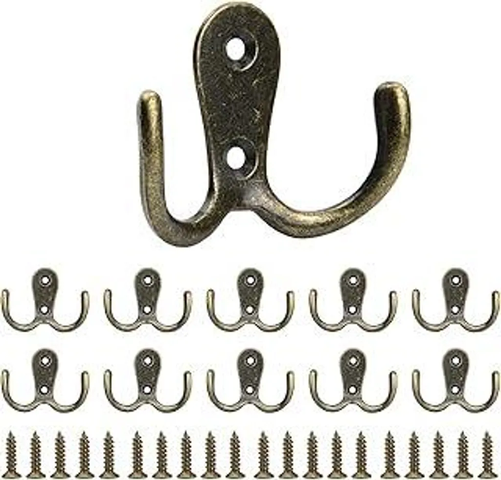 Appendiabiti Vintage Doppi in Metallo: Set 10 Ganci Retro Bronzo