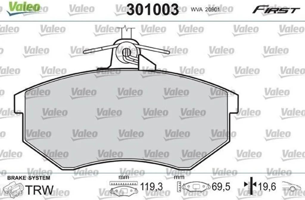 Plaquettes de frein avant Audi A4 (8D) Valeo 301003 pour entretien