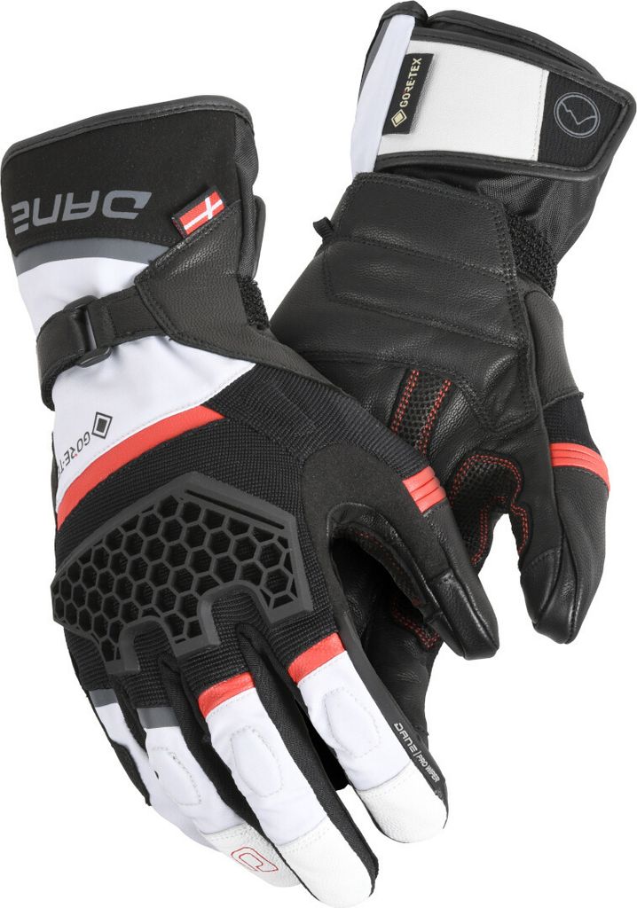 DANE Odin wasserdichte Motorrad Handschuhe, grau/rot, 4XL Produktbild 